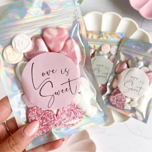 Pre Filled Wedding Sweet Bags | LOVE IS SWEET | Kids Party Bags Birthday Favours girls boys hearts