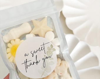 Pre Filled Wedding Sweet Bags | a SWEET THANK YOU | Kids Party Bags Birthday Favours Eucalyptus wedding favour hearts