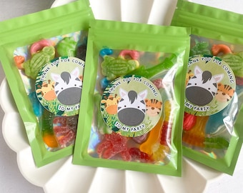 Pre Filled Sweet Bags | JUNGLE SAFARI | Kids Party Bags Birthday Favours green zoo safari