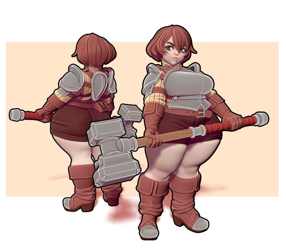 Mini Female Bridget the Fighter | Twin Goddess Mini (female Human Warrior) TTRPG ...