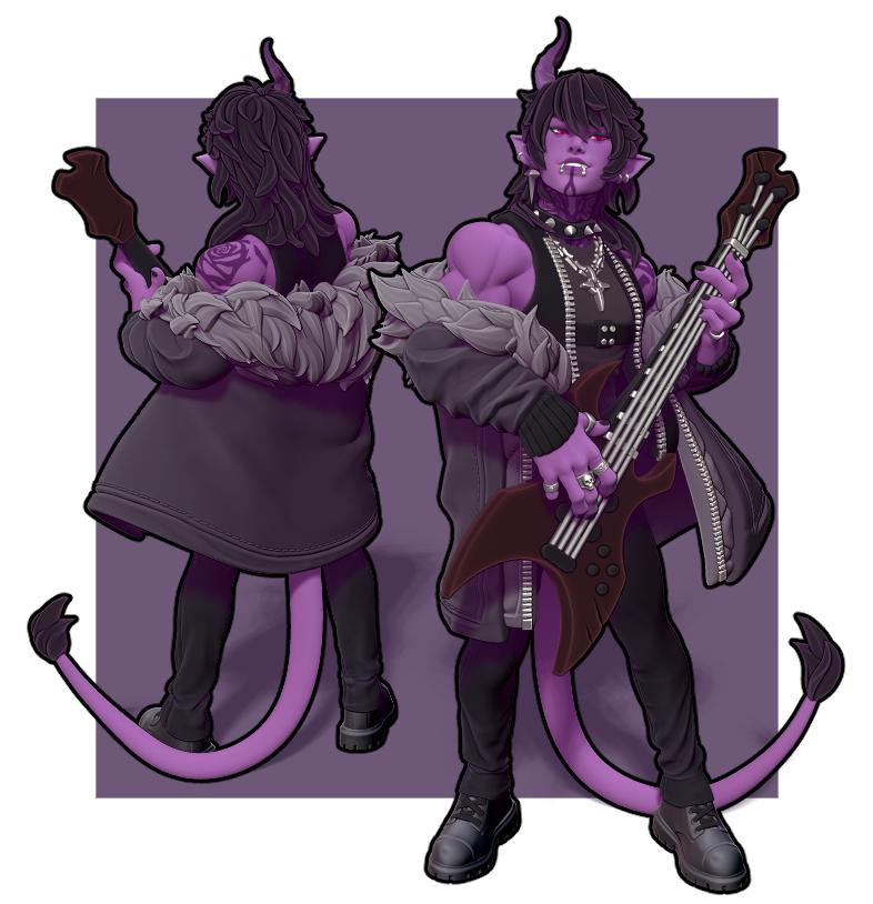 Zell the Tiefling Rockstar | Twin Goddess Mini (bard/rocker/punk) TTRPG ...