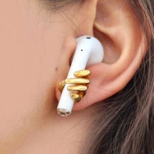 Paar Ohrring 925 Sterling Silber und 14 Karat vergoldet, Airpods Anti-verlorene Bluetooth Kopfhörer Halter Hand Hug Sport Ohrstecker für unisex