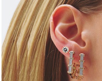 Serenay Sarikaya rectangular Earrings 925 Sterling Silver 14K Gold Plated Elegant Minimalist Jewelry Gift for Women