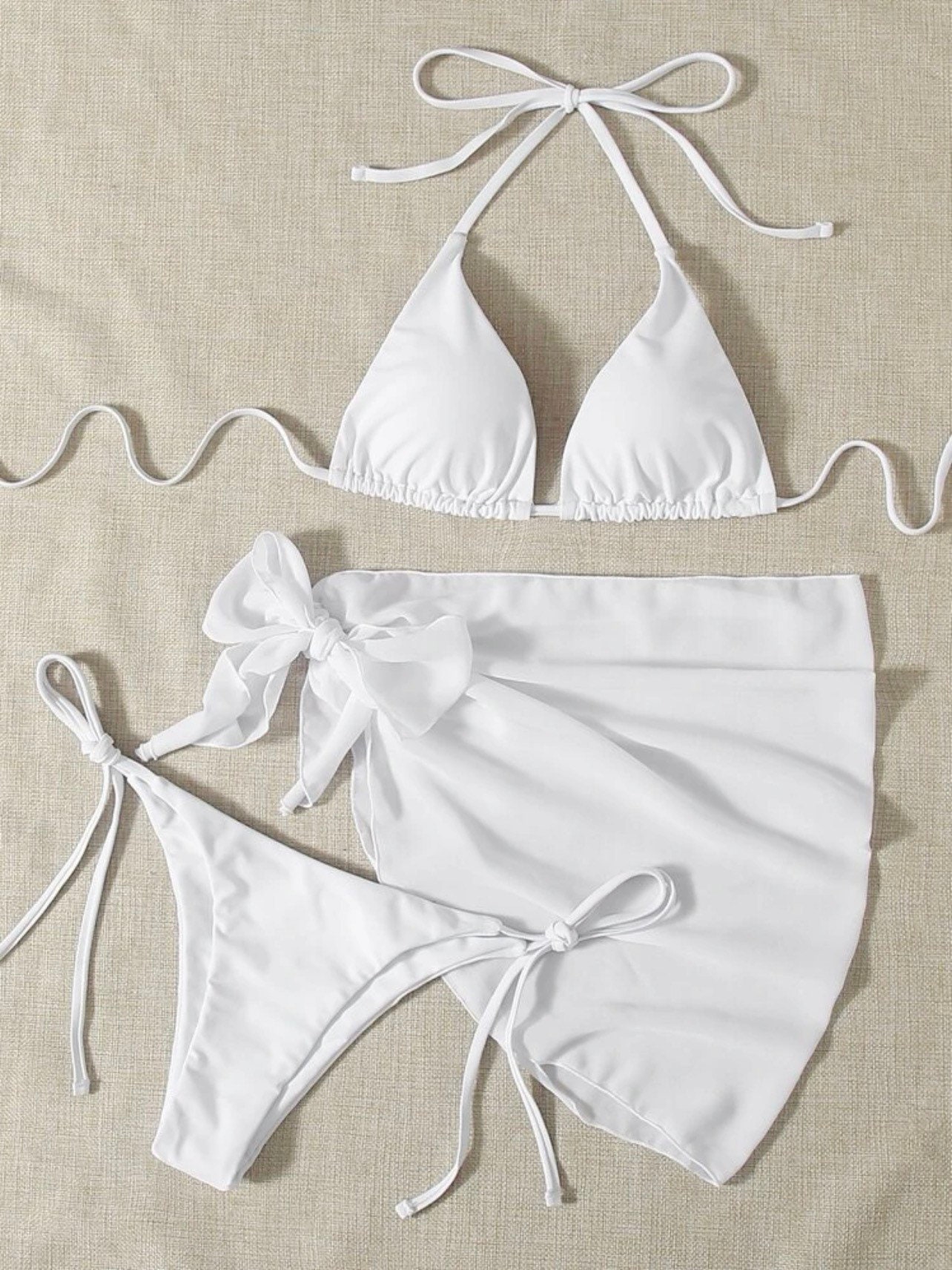 Hot Style White Bodycon Swimsuit Slit Skirt 3 Piece Bikini Set Sexy Bathing Suit main image 0