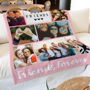 Custom Photo Blanket, Personalized Throws Blanket, Best Friend Photo Blanket, Cozy Blanket, Personalized Friend Gift idea, Collage Blanket
