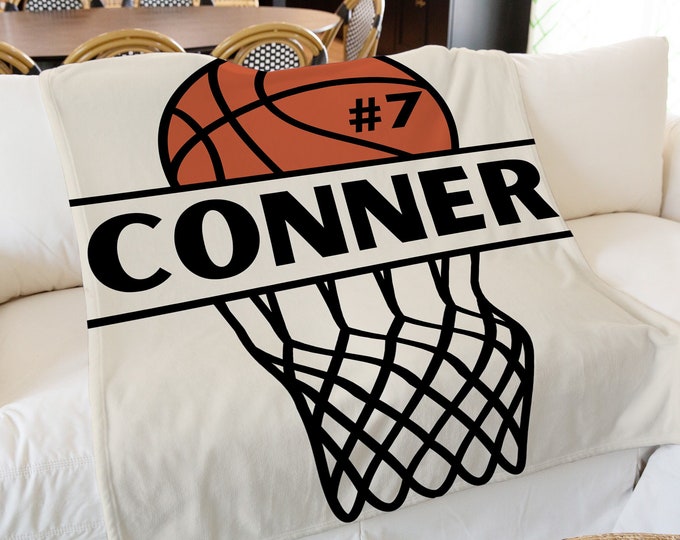 Personalized Basketball Blanket, Custom Name Blanket, Soft Fleece Throw Blankets, Custom Basketball Blanket, Gift for Basketball Players