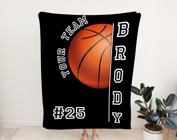 Personalized Basketball Blanket, Custom Name Blanket, Soft Fleece Throw Blankets, Custom Basketball Blanket, Gift for Basketball Players