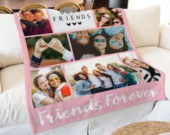 Custom Photo Blanket, Personalized Throws Blanket, Best Friend Photo Blanket, Cozy Blanket, Personalized Friend Gift idea, Collage Blanket