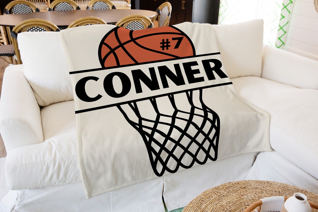 Personalized Basketball Blanket, Custom Name Blanket, Soft Fleece Throw