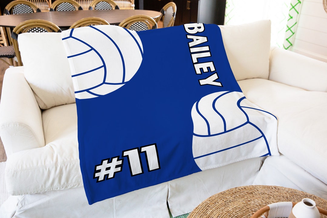 Personalized Volleyball Blanket, Custom Name Blanket, Soft Fleece Throw