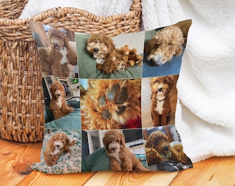 Custom Pet Photo Pillow, Personalized Throw Pillow, Dog Photo Pillow, Portrait Pillow, Personalized Gift idea, Collage Pillow