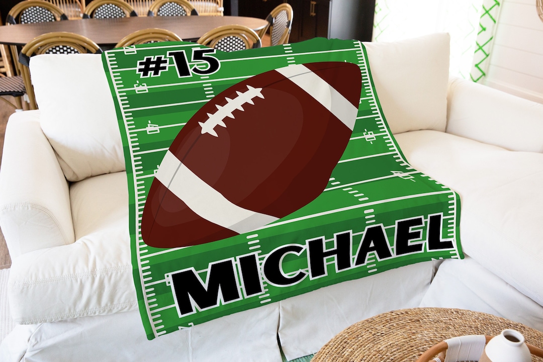 Personalized Football Blanket, Custom Name Blanket, Soft Fleece Throw
