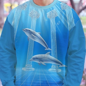 Frutiger Aero Dolphins Sweatshirt Vaporwave Sweater