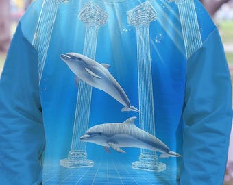Frutiger Aero Dolphins Sweatshirt Vaporwave Sweater