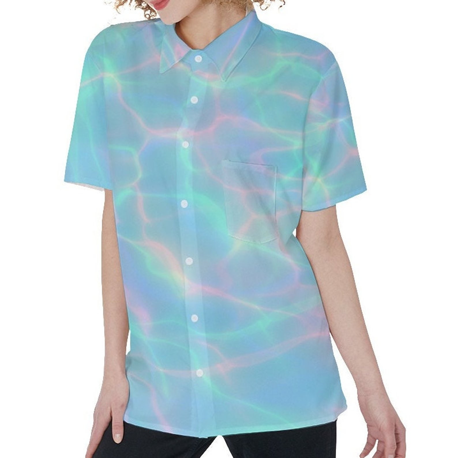 Water Ripple Button Water Ripple Button-up Shirt: Unisex Aesthetic, Lightweight Fabric - Etsy