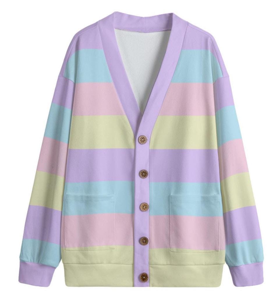 Rainbow Stripe Wc Pastel Cardigan Autumn Rainbow Stripe Crochet