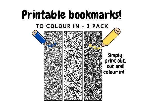 Printable Colouring Bookmarks Instant Download Doodle - Etsy