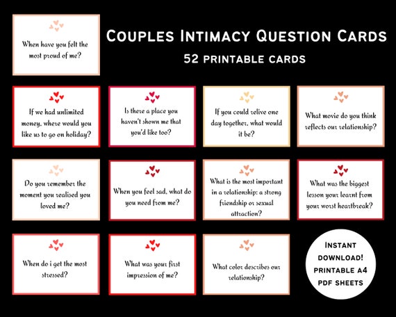 Tarjetas de preguntas sobre intimidad de pareja / Juego de cartas
