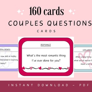 Printable Couples Question Cards - Fun and Intimate Conversation Starters for Date Night | Instant Download - for Date Nights and Bonding