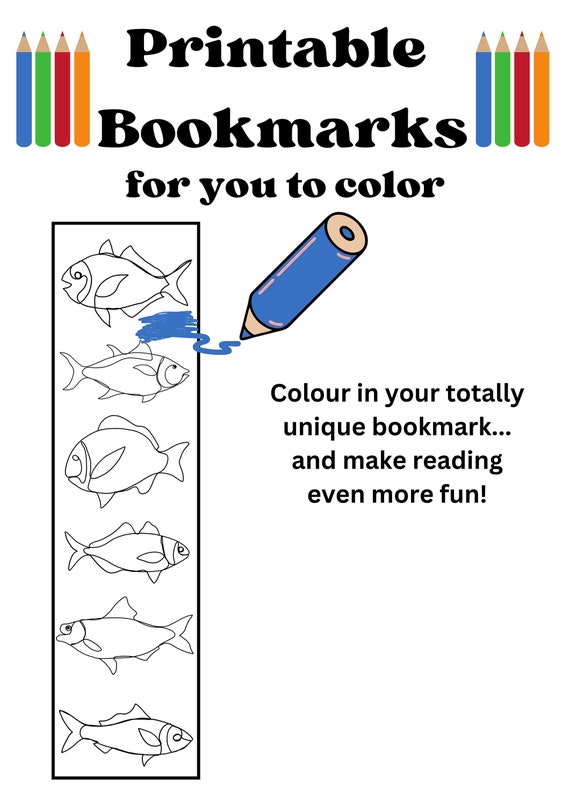 Set of 3 Printable Colouring Bookmarks Fish and Sea Ocean - Etsy
