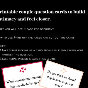 Couple Intimacy Question Cards | Printable Couples Card Game Download
