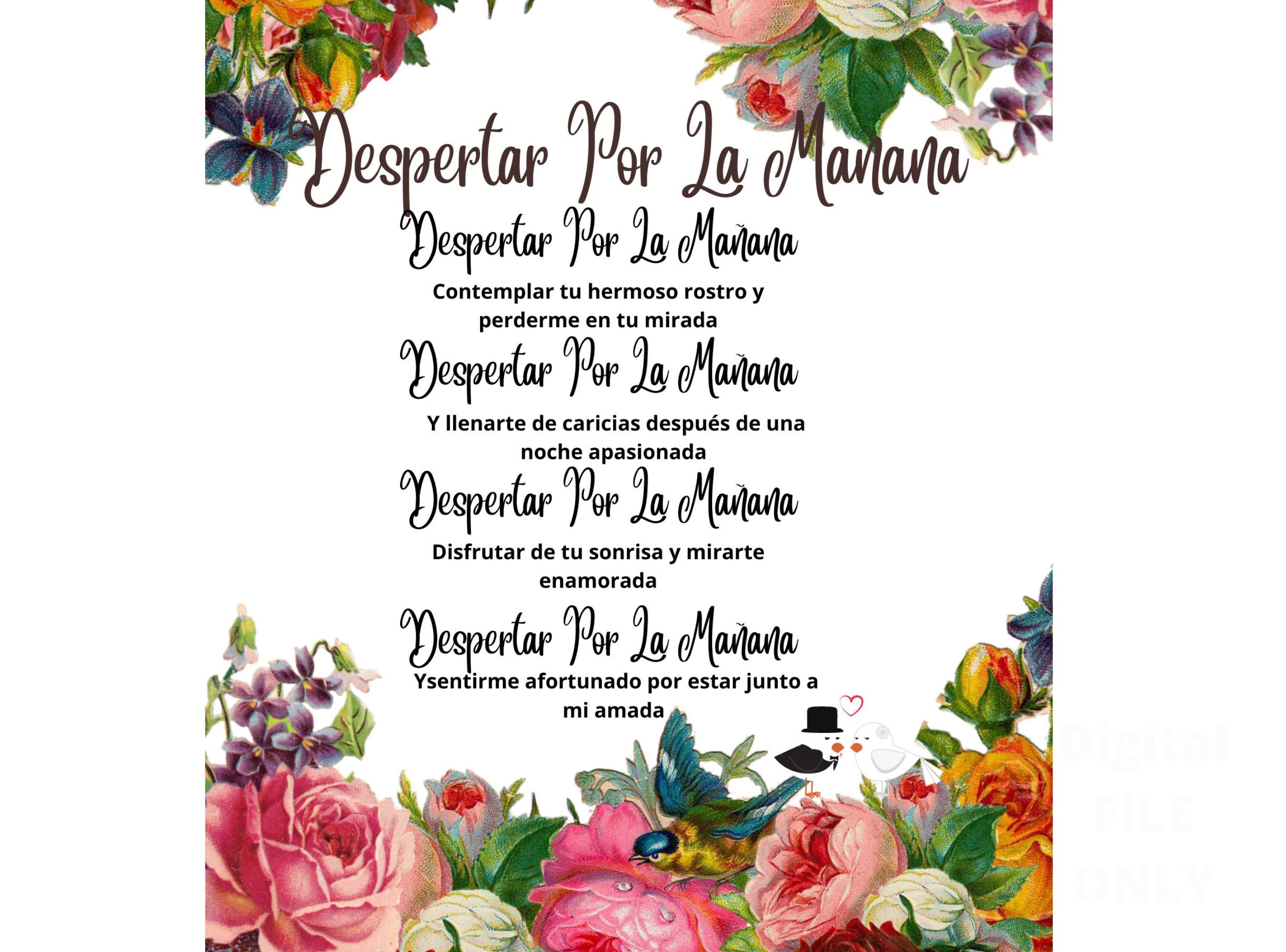 Spanish Poem Printable Despertar Por La Manana Poema De Etsy