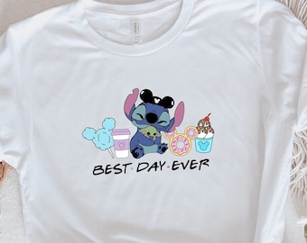 Camisa de lanches Stitch, camisa Disney Stitch, camisa Lilo e Stitch Disney, camisas de viagem da Disney, mundo da Disney, camiseta da Disneylândia, camisa das orelhas do Mickey.