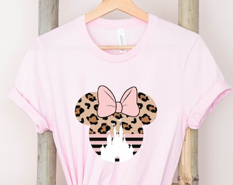 Minnie Head shirt, Disney Castle Shirt, Minnie leopard shirt, Minnie Cheetah Shirt, DisneyWorld shirt, Disney shirt,Disneyland shirt,