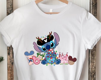 Disney Stitch Christmas Shirt, Stitch Christmas Snacks Shirt, Cute Stitch Christmas Shirt, Disney Christmas Shirt, Disneyland Xmas Tee.