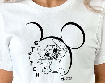 Stitch T-shirt, Stitch Adult Tee, Stitch Cute Shirt, Stitch Mickey head Shirt, Stitch Women Shirt.