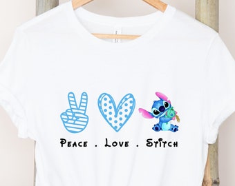 Fredskärlek Stitch-skjorta, Stitch-skjorta, Disney-skjorta, Lilo och Stitch-tröja, Disneyworld-skjorta, söt Stitch-skjorta