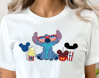 Stitch 4th of July Shirt, Stitch Red white Blue Shirt, Stitch 4th of July Shirt, Disney Patriotic Shirt.