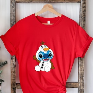Olaf Christmas Shirt, Olaf Stitch Christmas Shirt, Frozen Olaf Christmas Shirt, Frozen Olaf Shirt,Stitch Santa Tee, Disney Christmas Shirt.