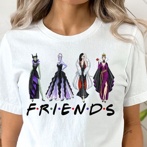 Villains Friends Fashion T-shirt, Maleficent Shirt, Cruella Tee,  Ursula T-shirt, Evil Queen T-shirt.