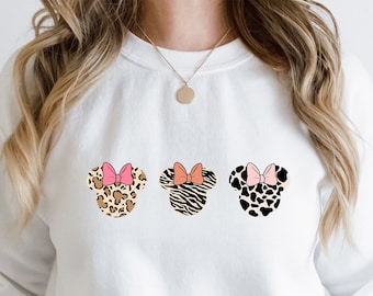 Bluza z kapturem Leopard Minnie, bluza Chita Disney, bluza Safari Disney, bluza z kapturem Minnie Ear, bluza z nadrukiem zwierzęcym Disney