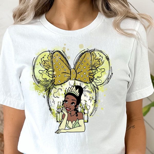 Chemise Tiana Disney, T-shirt Tiana Aquarelle, Chemise Tiana Princesse, T-shirt Tiana mignon.