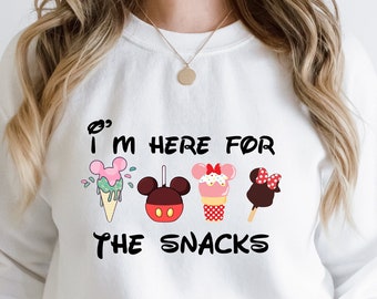 Estoy aquí para la sudadera con capucha de los bocadillos, la sudadera con capucha linda de Disney Snacks, el sudor a juego de Disney Match, la sudadera con capucha de Disney Family Trip, la sudadera con capucha de oreja de Mickey