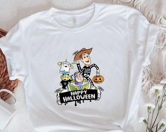 Camiseta de Halloween de Toy Story Characters, camisa vintage de Disney Toy Story Halloween, camisa de Woody, toy Story Family Halloween, camisa de viaje de Disney
