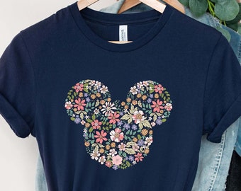 Disney  Floral Shirt, Mickey Head Floral shirt, Disney Garden Festival Shirt, Magic Kingdom Shirt, Disneyland Spring  Shirt.