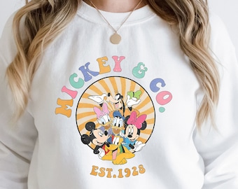 Sudadera con capucha retro de Mickey and Friends, sudadera con capucha / sudadera con capucha vintage de Disney Est 1928, sudadera con capucha / sudadera con capucha vintage de Disney