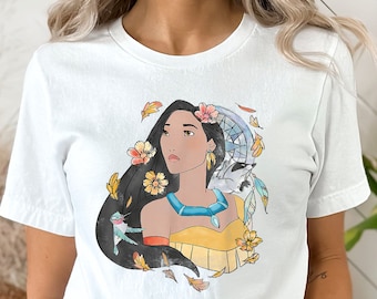 Camisa Princesa Pocahontas, Camisa Acuarela Pocahontas, Camisa Pocahontas Vintage, Camisa Disney Trip, Camisa Vacaciones Familiares Disney,