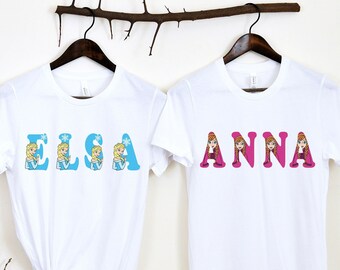 Custom Elsa Anna Font Tee, Disney Princess Elsa T-Shirt, Frozen Elsa Anna Shirt, Frozen Magic kingdom shirt.