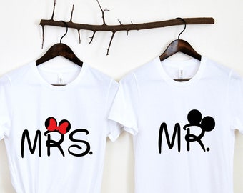 Disney Mr. and Mrs Shirts, Mickey and Minnie Disney Shirt, Disney Couple Shirt Gift, Disney Matching Shirts, wedding party Tee, Honeymoon T