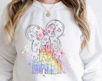Sudadera/sudadera con capucha del castillo de acuarela de Disney, sudadera/sudadera con capucha del castillo de Disney, sudadera/sudadera con capucha linda de Disney.