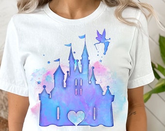 Camiseta de Minnie del castillo de acuarela de Disney, camiseta del castillo de Disney, camiseta de vacaciones de Disney, camiseta de viaje de Disney.