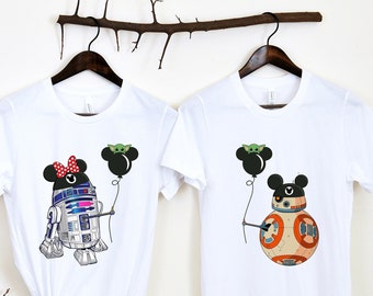 Star Wars Couple T-Shirt, R2D2 BB8 Couple Shirt, Disney Star Wars Shirt,  Disney Couple Matching, Mickey Minnie Couple Shirt,Honeymoon Shirts