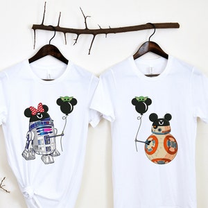 Star Wars Couple T-Shirt, R2D2 BB8 Couple Shirt, Disney Star Wars Shirt, Disney Couple Matching, Mickey Minnie Couple Shirt,Honeymoon Shirts