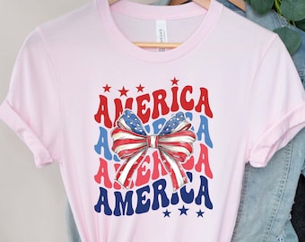 Camiseta con lazo de la bandera estadounidense: camiseta del 4 de julio de EE. UU.