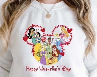 Disney Princess Valentine Sweatshirt/Hoodie, Disney Princess Valentines Mickey ears Sweatshirt/Hoodie.