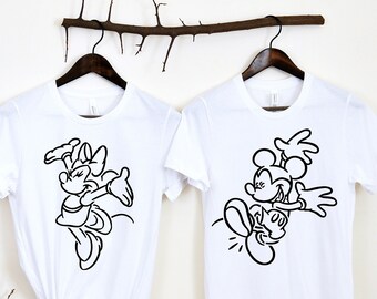 Vintage Mickey and Minnie Shirt, Mickey Sketch Shirt, Minnie Sketch Shirt, Disneyldn Shirt, Disney Couple Shirt, Vintage Mickey and Minnie